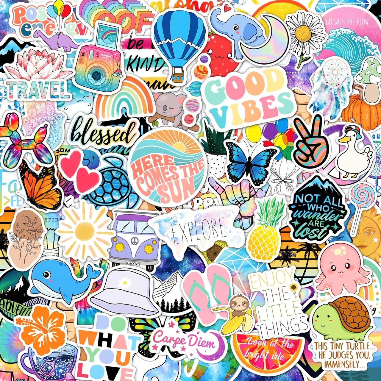 120 Pcs Preppy Stickers, Summer Stickers for Water Bottles Girls